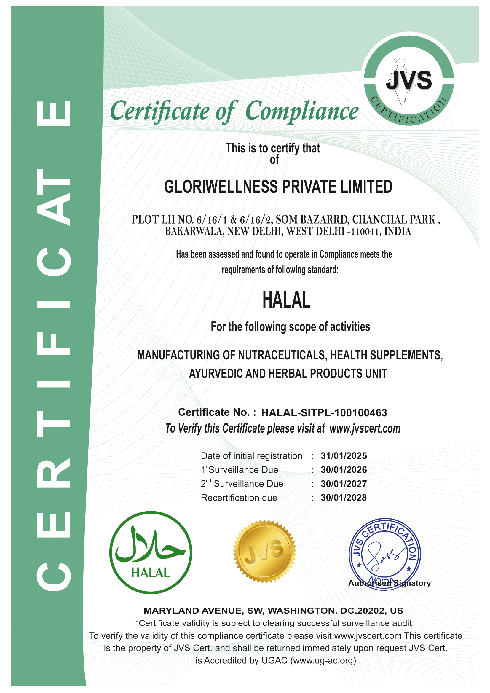 GLORIWELLNESS PRIVATE LIMITED HALAL F-1
